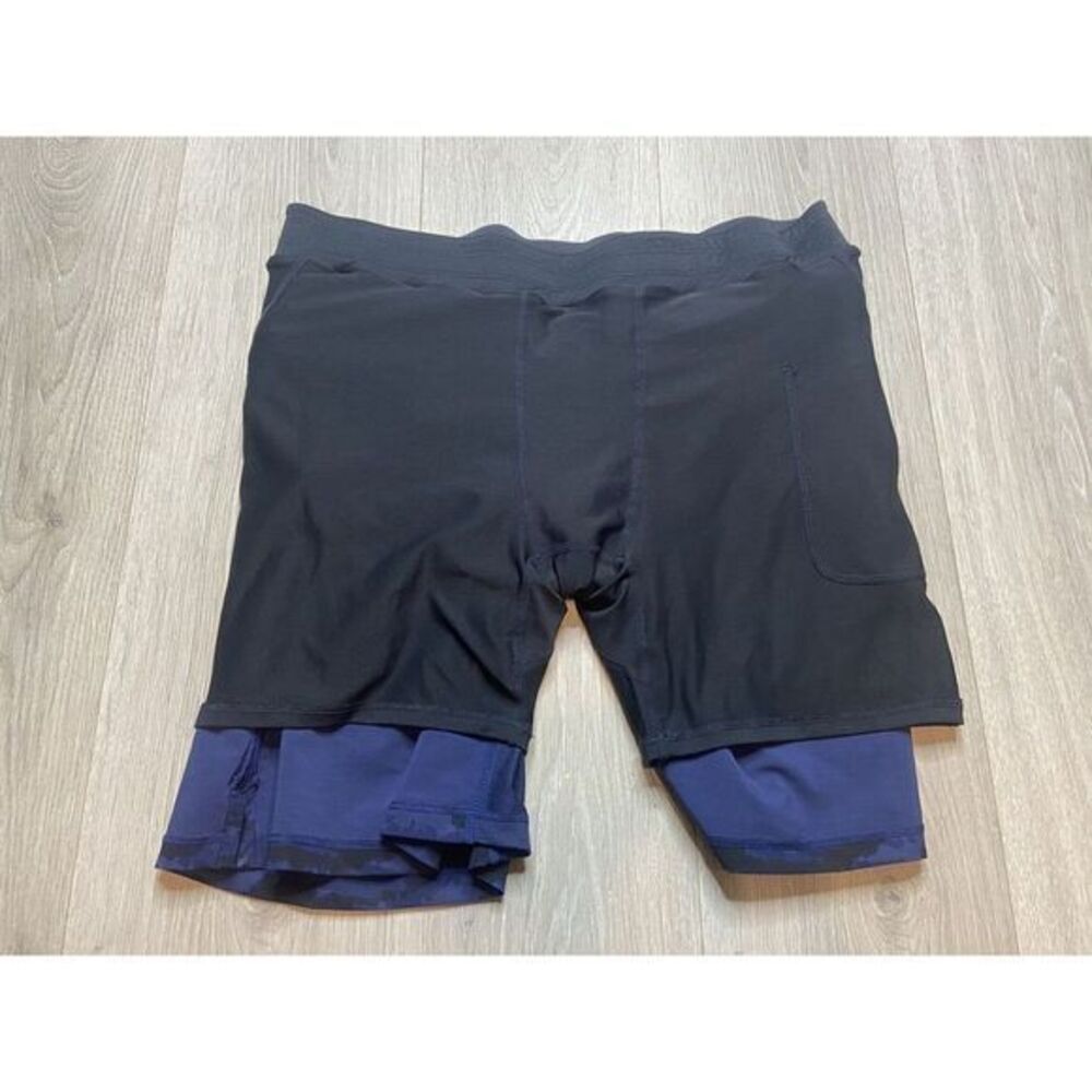 Fabletics Shorts Mens XL Blue Camo Lined Fundamental 8" Stretch Gym Athletic Run - Picture 6 of 13